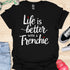 Life is better with a frenchie - V9 - Peek A Boo T-Shirt